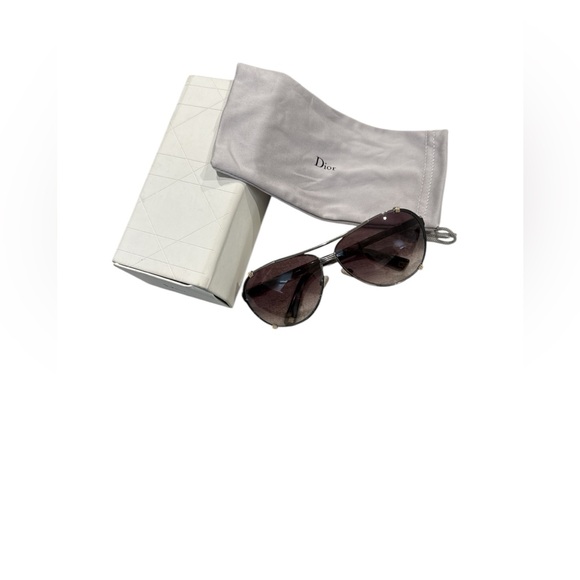 Christian Dior Dior Chicago2 Gold Tone Frame Aviator Sunglasses host pick - Picture 1 of 16